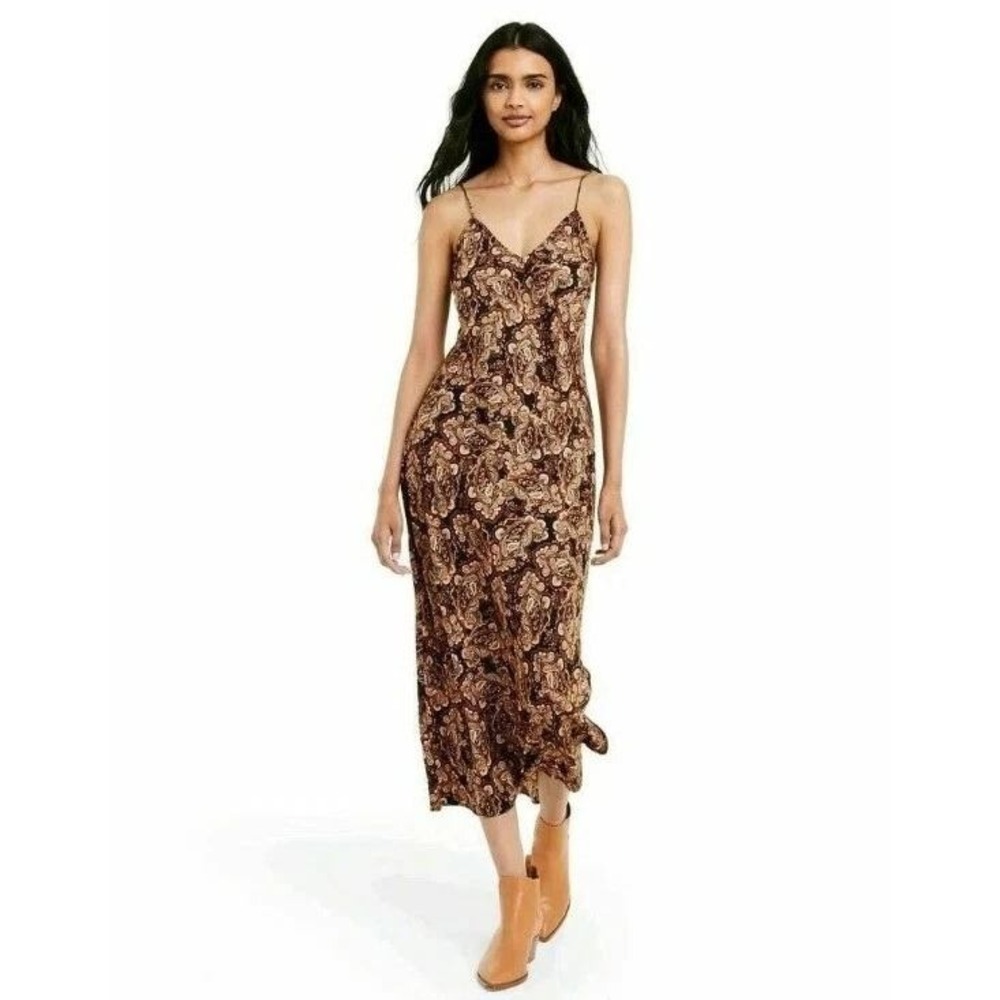 Nili Lotan x Target Paisley Midi Dress XS Brown Black Whimsigoth Boho Slip